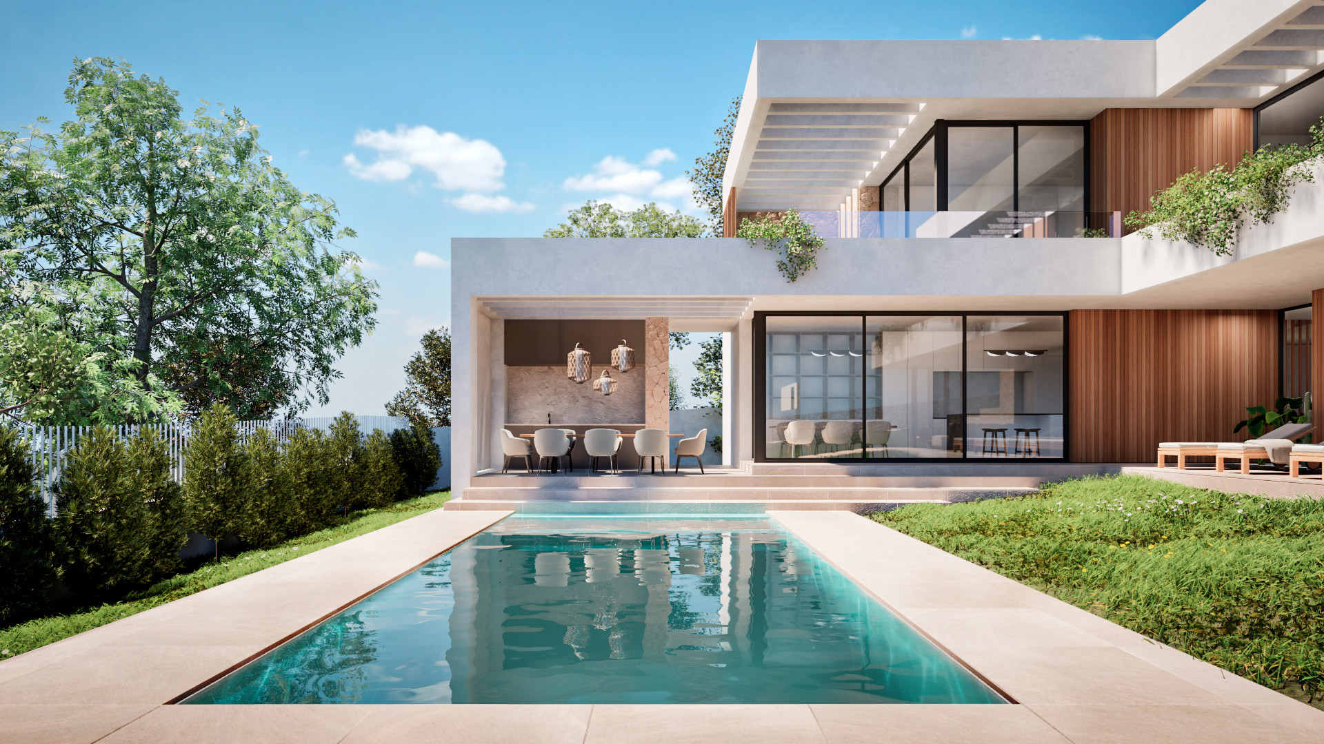 Piscina del proyecto Marratxí, diseñado por MCG arquitectos