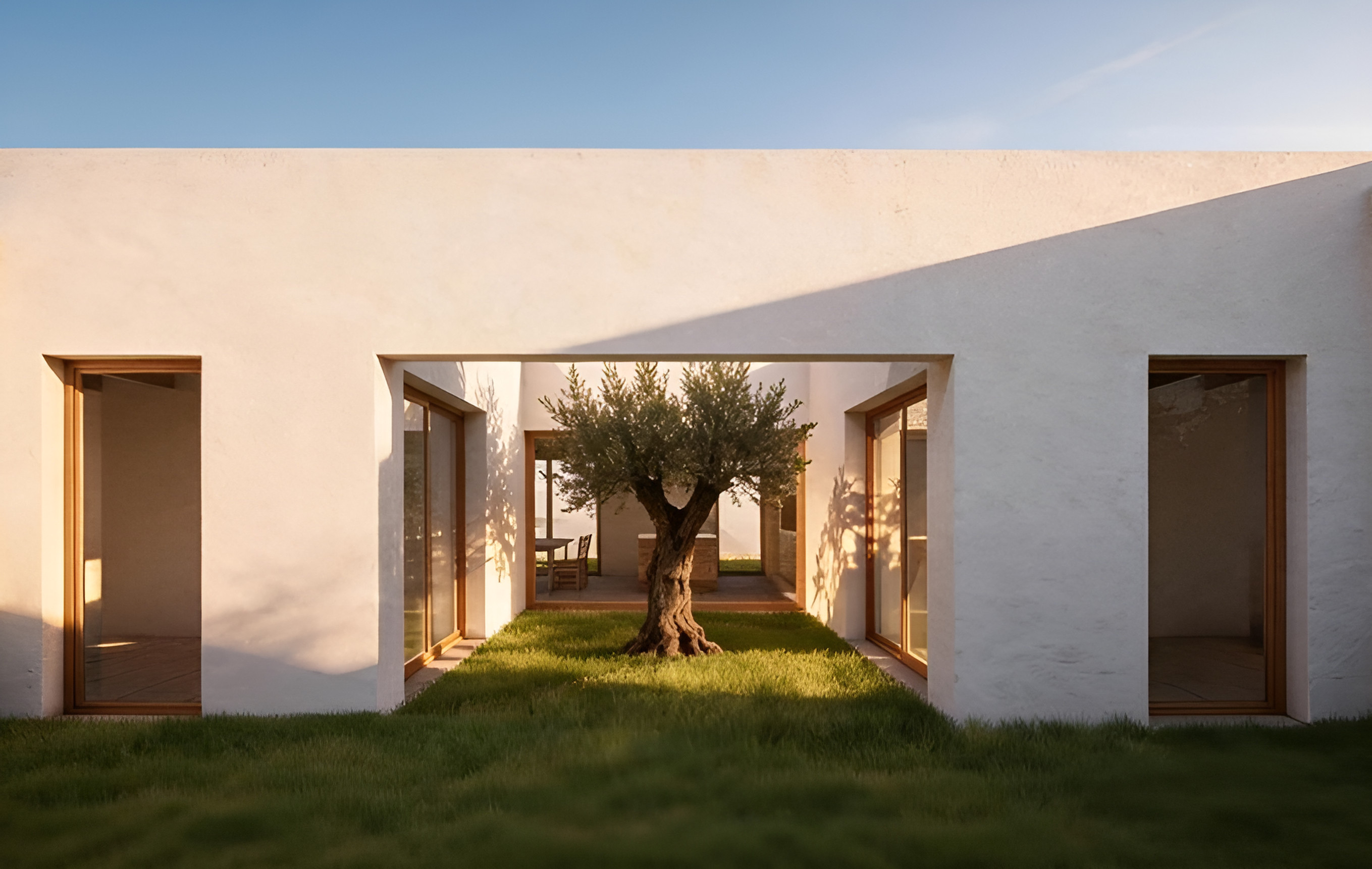 Patio interior con olivo de un proyecto de MCG arquitectos
