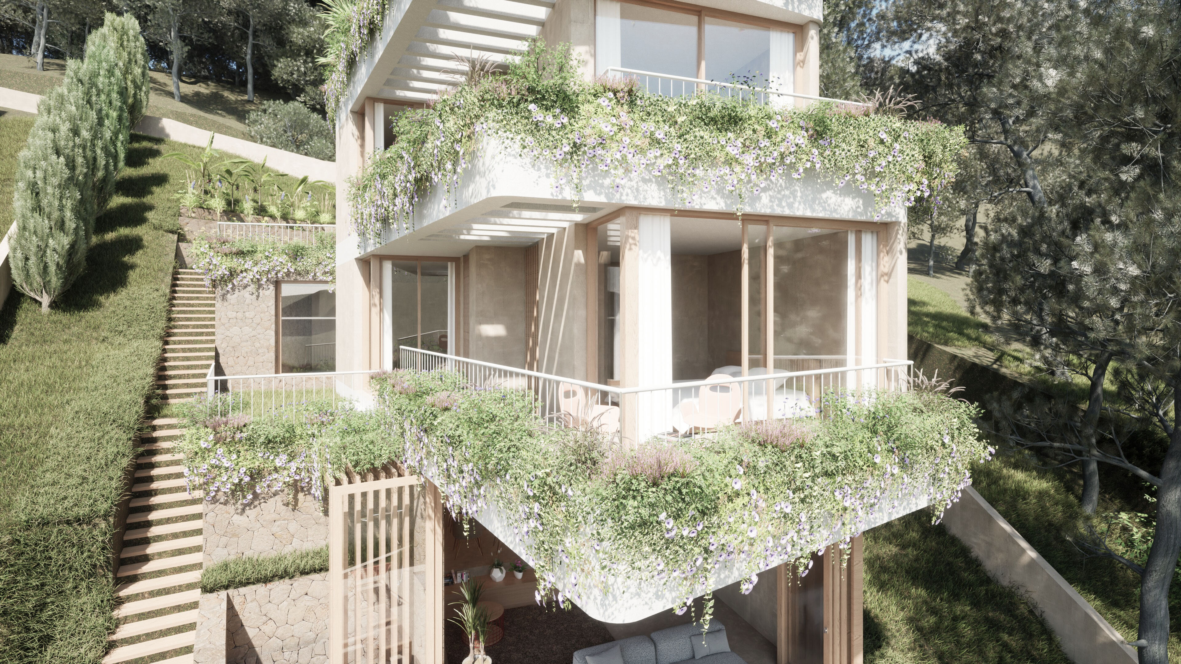 Fachada vegetal de Villa Terra Alta