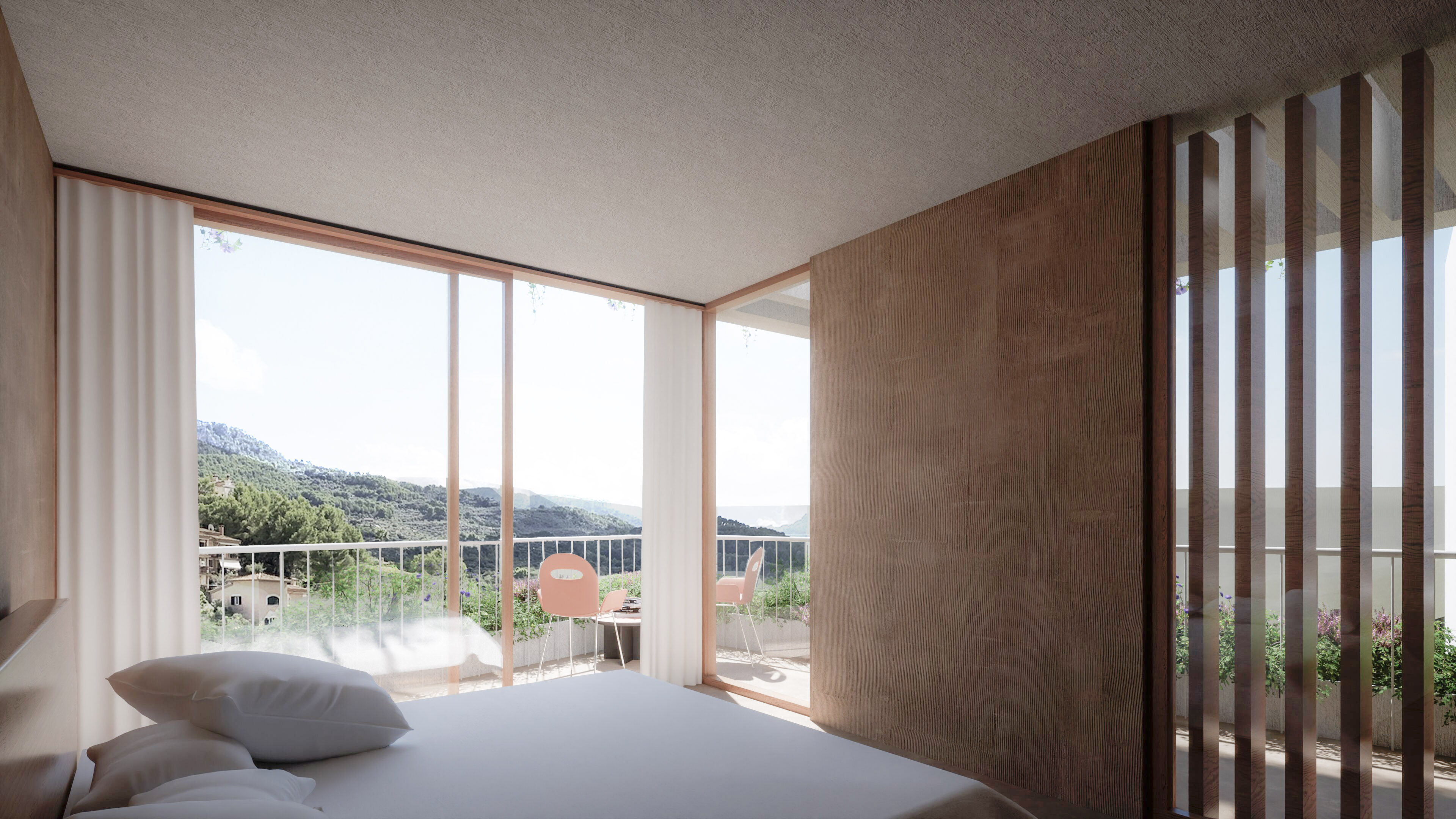Dormitorio con vistas a la Sierra de Tramuntana